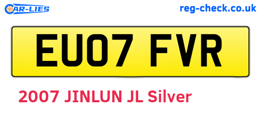 EU07FVR are the vehicle registration plates.