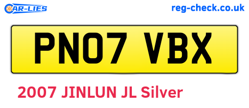 PN07VBX are the vehicle registration plates.