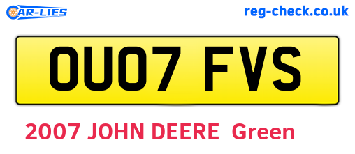 OU07FVS are the vehicle registration plates.