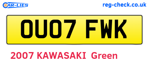 OU07FWK are the vehicle registration plates.
