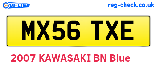 MX56TXE are the vehicle registration plates.