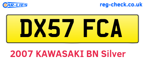 DX57FCA are the vehicle registration plates.