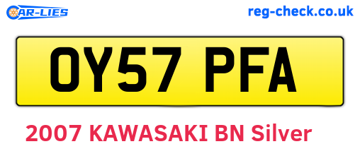 OY57PFA are the vehicle registration plates.