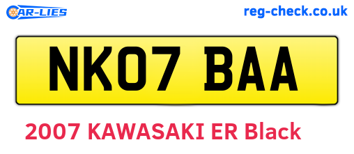 NK07BAA are the vehicle registration plates.