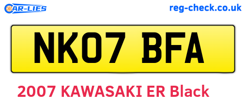 NK07BFA are the vehicle registration plates.