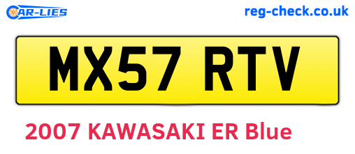 MX57RTV are the vehicle registration plates.
