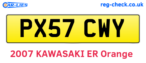 PX57CWY are the vehicle registration plates.