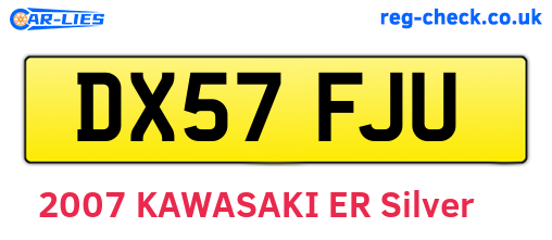 DX57FJU are the vehicle registration plates.