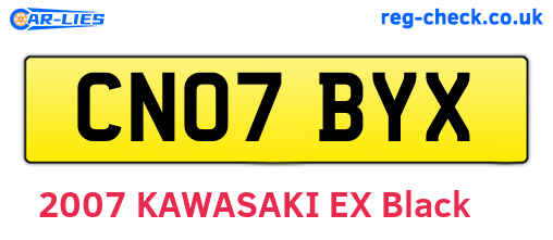 CN07BYX are the vehicle registration plates.