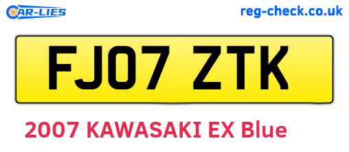 FJ07ZTK are the vehicle registration plates.