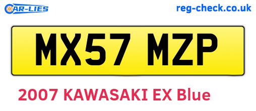 MX57MZP are the vehicle registration plates.