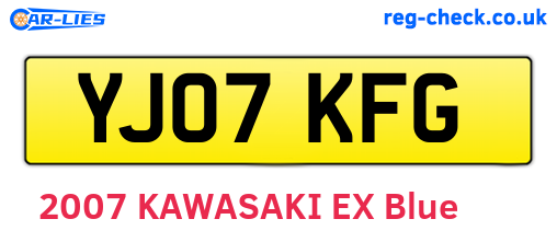 YJ07KFG are the vehicle registration plates.