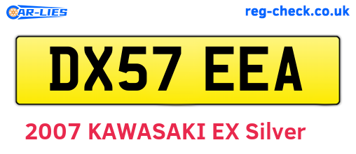 DX57EEA are the vehicle registration plates.