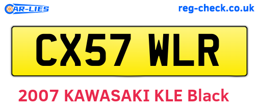 CX57WLR are the vehicle registration plates.