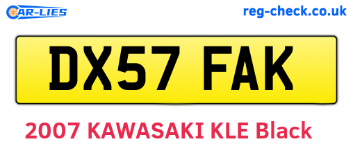 DX57FAK are the vehicle registration plates.