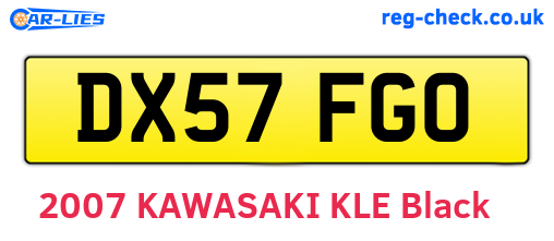 DX57FGO are the vehicle registration plates.