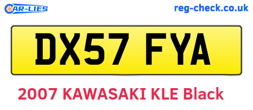 DX57FYA are the vehicle registration plates.
