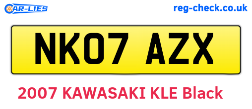 NK07AZX are the vehicle registration plates.