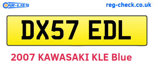 DX57EDL are the vehicle registration plates.