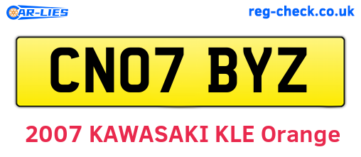 CN07BYZ are the vehicle registration plates.