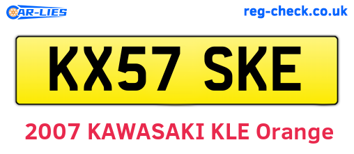 KX57SKE are the vehicle registration plates.