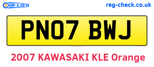 PN07BWJ are the vehicle registration plates.