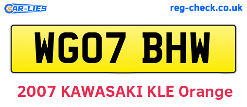 WG07BHW are the vehicle registration plates.