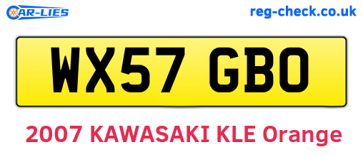 WX57GBO are the vehicle registration plates.