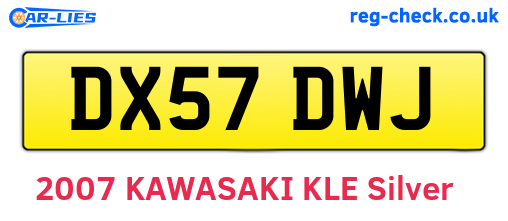 DX57DWJ are the vehicle registration plates.