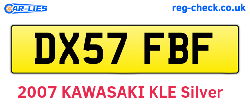 DX57FBF are the vehicle registration plates.