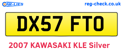 DX57FTO are the vehicle registration plates.