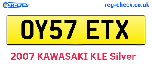 OY57ETX are the vehicle registration plates.