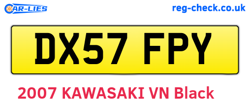 DX57FPY are the vehicle registration plates.