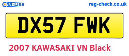 DX57FWK are the vehicle registration plates.