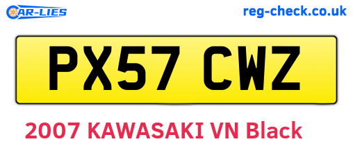 PX57CWZ are the vehicle registration plates.