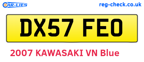 DX57FEO are the vehicle registration plates.