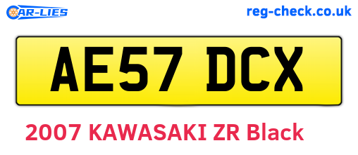 AE57DCX are the vehicle registration plates.
