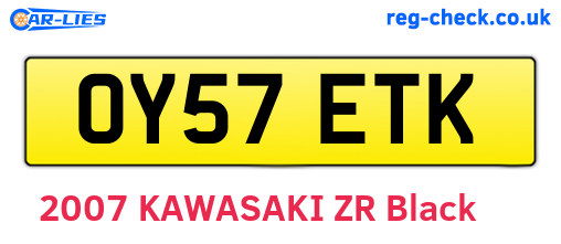 OY57ETK are the vehicle registration plates.