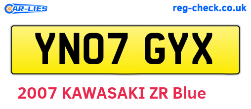 YN07GYX are the vehicle registration plates.