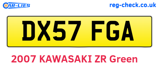 DX57FGA are the vehicle registration plates.