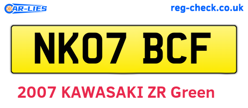 NK07BCF are the vehicle registration plates.