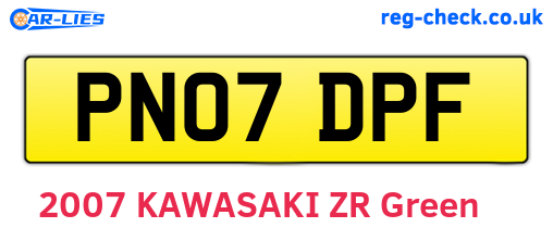 PN07DPF are the vehicle registration plates.