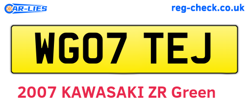 WG07TEJ are the vehicle registration plates.