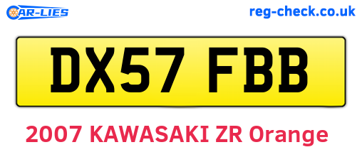 DX57FBB are the vehicle registration plates.