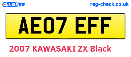 AE07EFF are the vehicle registration plates.
