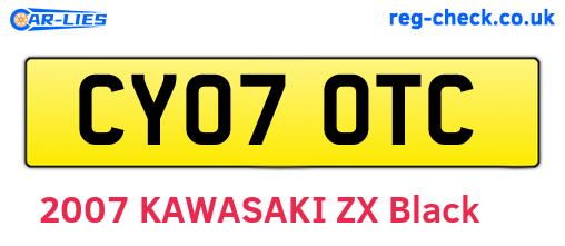 CY07OTC are the vehicle registration plates.