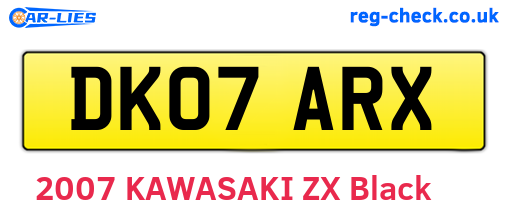 DK07ARX are the vehicle registration plates.