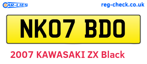 NK07BDO are the vehicle registration plates.