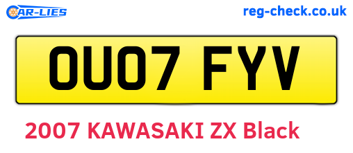 OU07FYV are the vehicle registration plates.