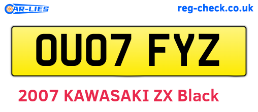 OU07FYZ are the vehicle registration plates.